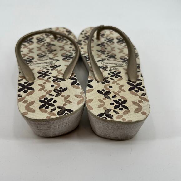 Havaianas copacabana wedge slip on thong flip flop gold print sandals size 6 - Picture 3 of 6